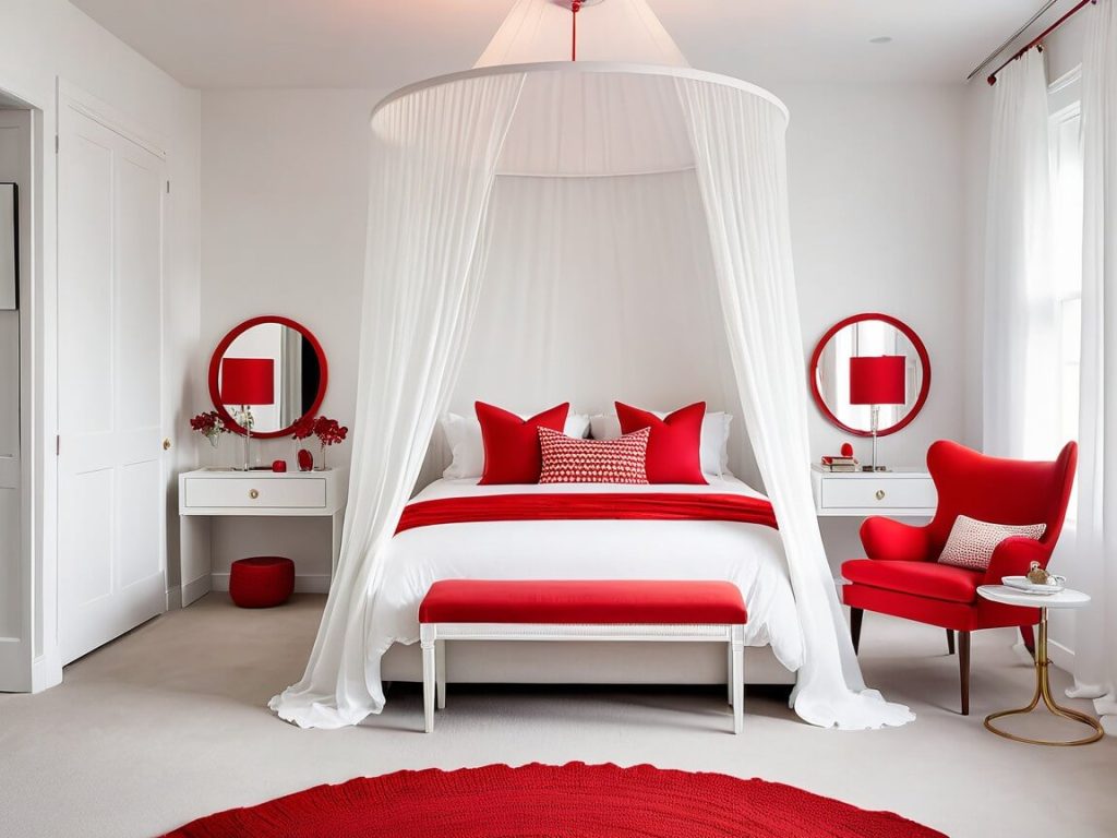 Romantic Red and White Luxury Bedroom Retreat