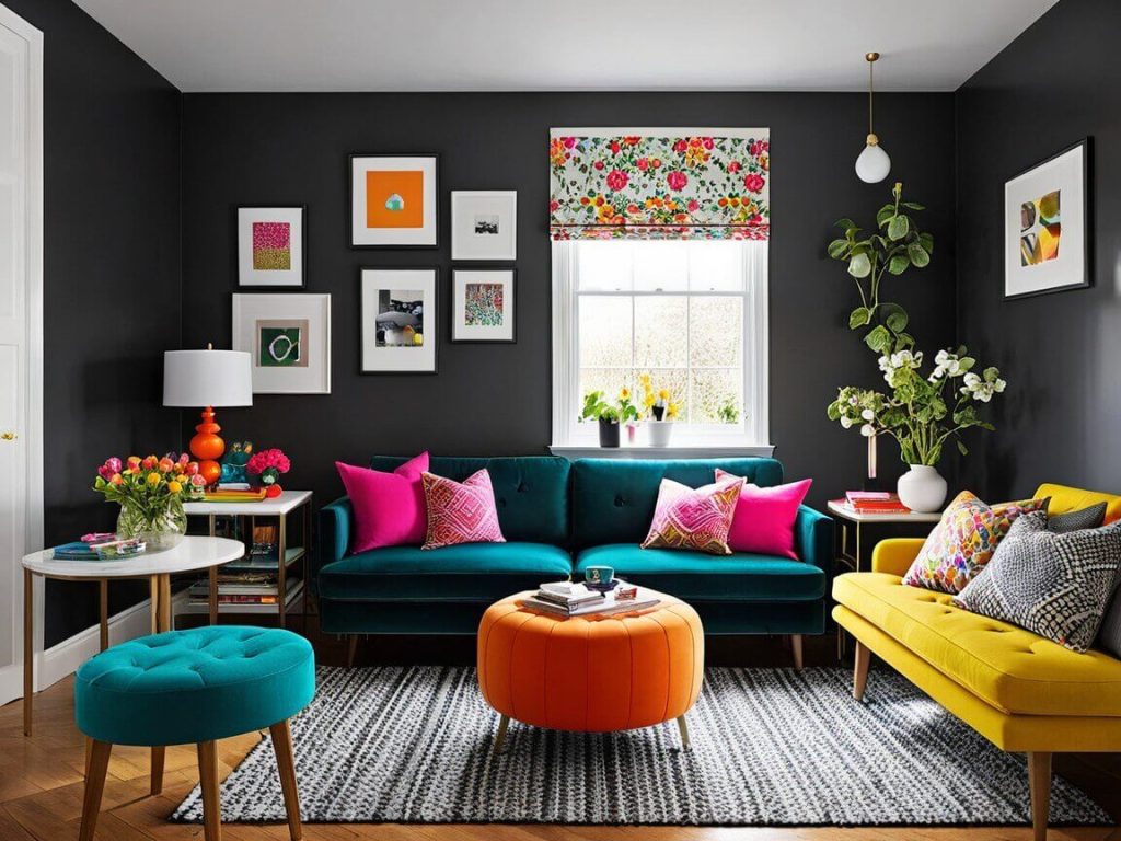 Cozy Small Living Room Decor Ideas: Bold pops of colours