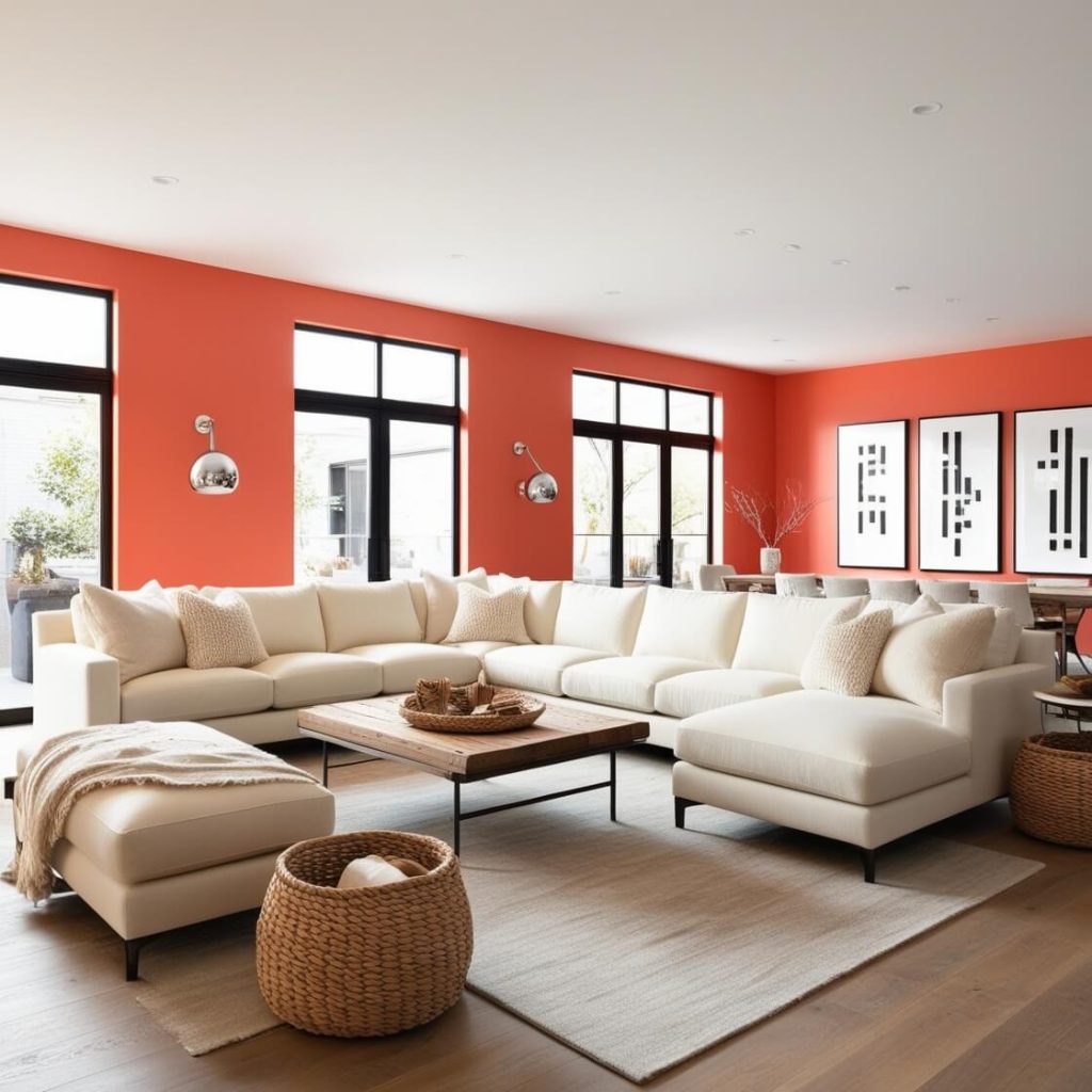 Modern Style Living Room Design Ideas:Bright Paint Colour