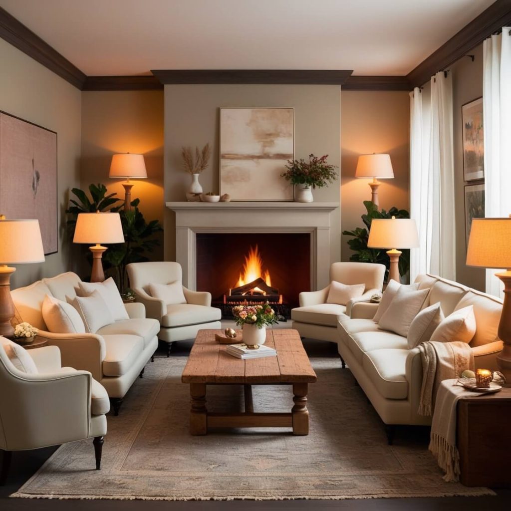 Ltest,Modern,Cozy Living Room Decor Ideas:Cozy Fireplace