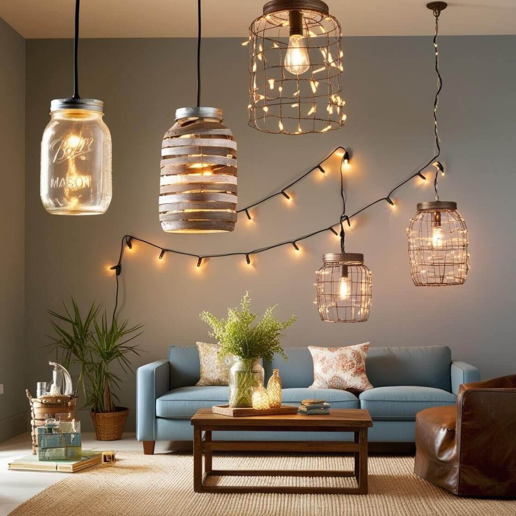 DIY Light Fixtures for Moder Living Room Decor Ideas