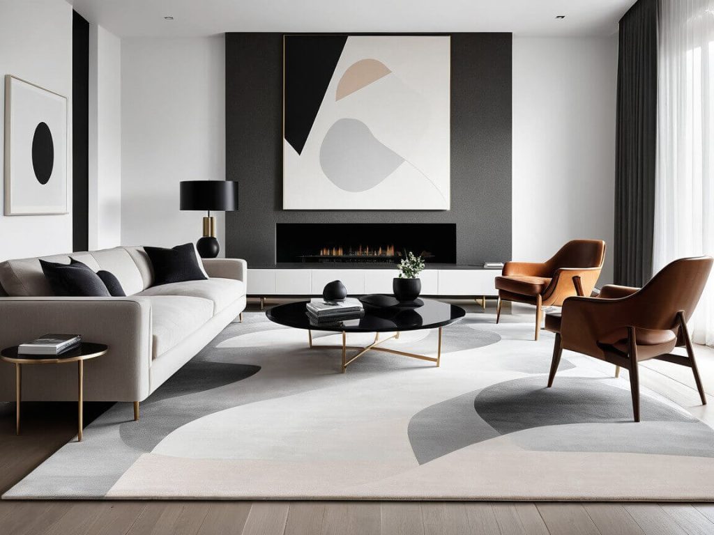 Cozy Small Living Room:Decor with Abstract Rug