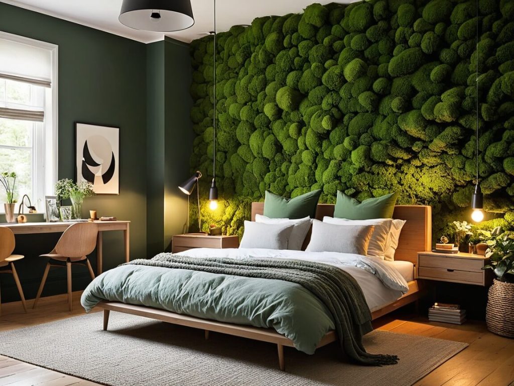 Warm Aesthetic Cozy Bedroom Decor Ideas:Go Mossy Green