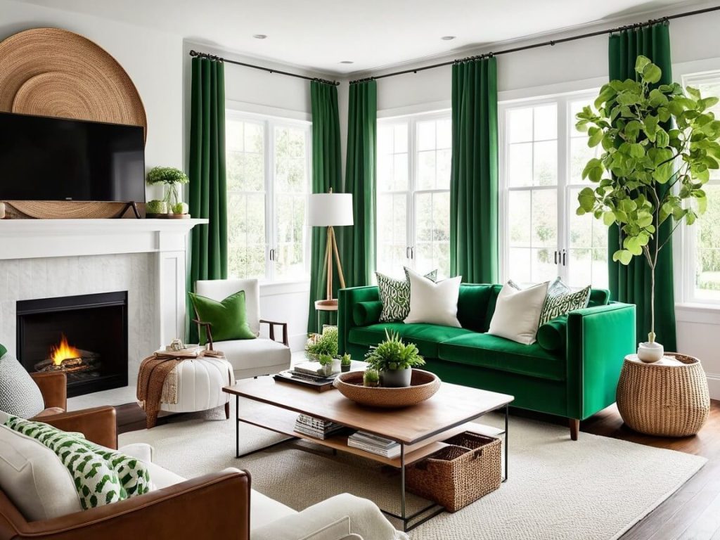 Latest,Modern,Cozy Living Room Decor Ideas:Green Accents