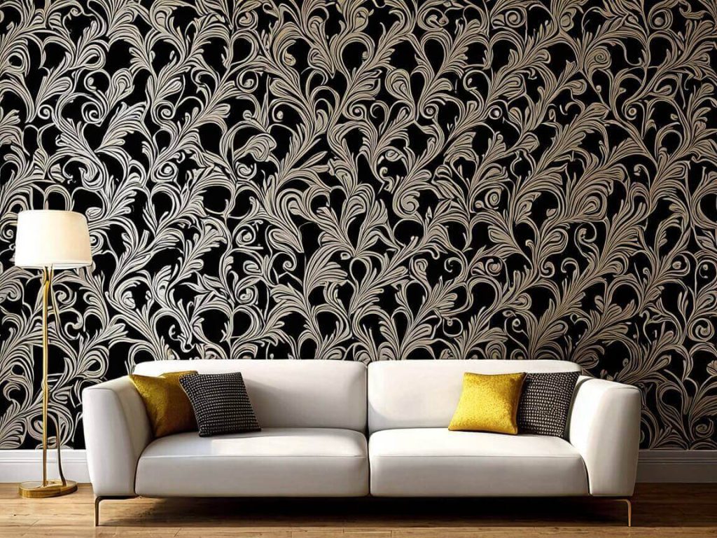 Neutral Living Room Decor Ideas: Wallpaper Idea Curved Motifs