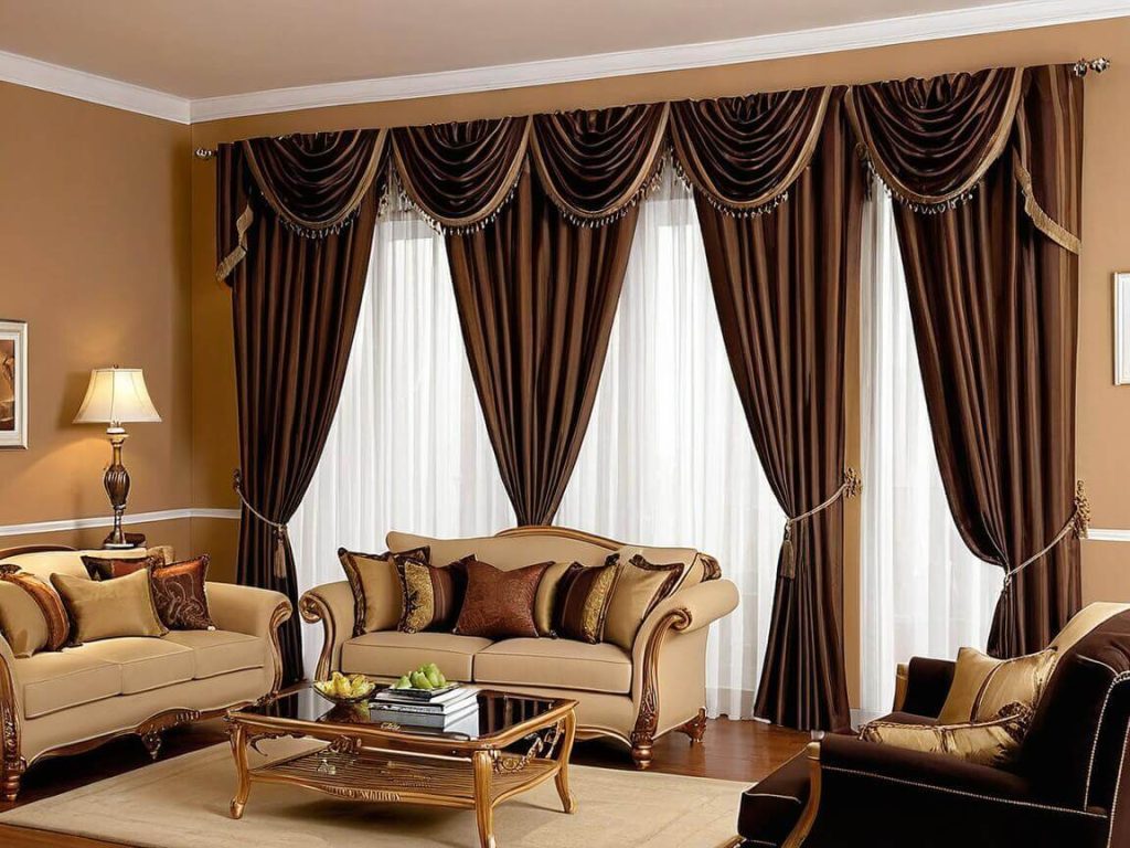 Best Large Living Room Curtain Decor Ideas: Match with wall paint