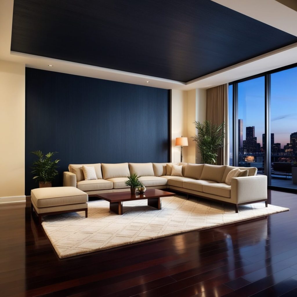 Modern Living Room Accent Wall and Ceiling