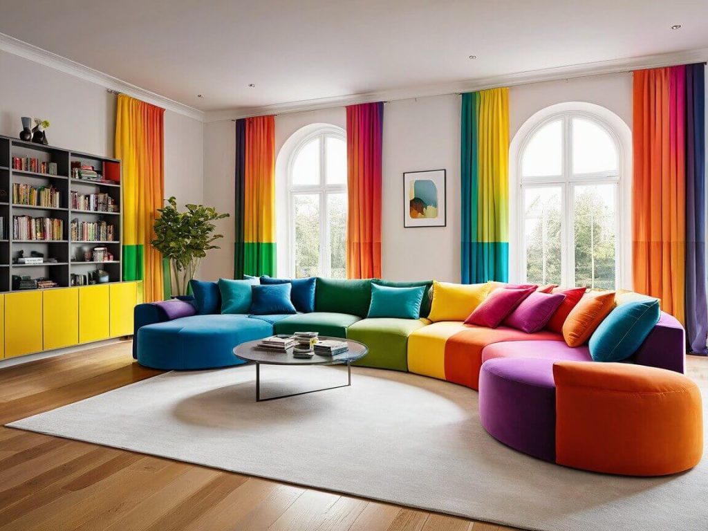 Rainbow-Toned Large Living Room