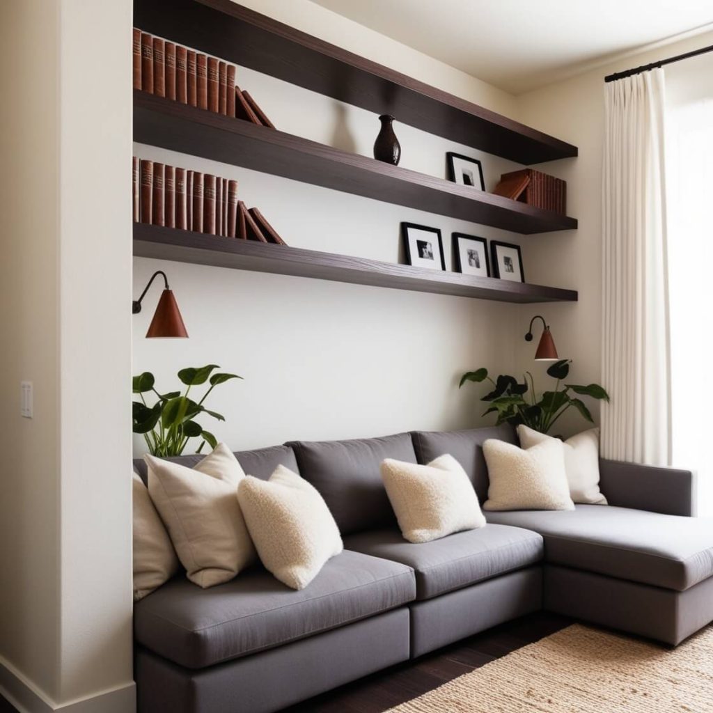 Modern Cozy Living Room Shelves