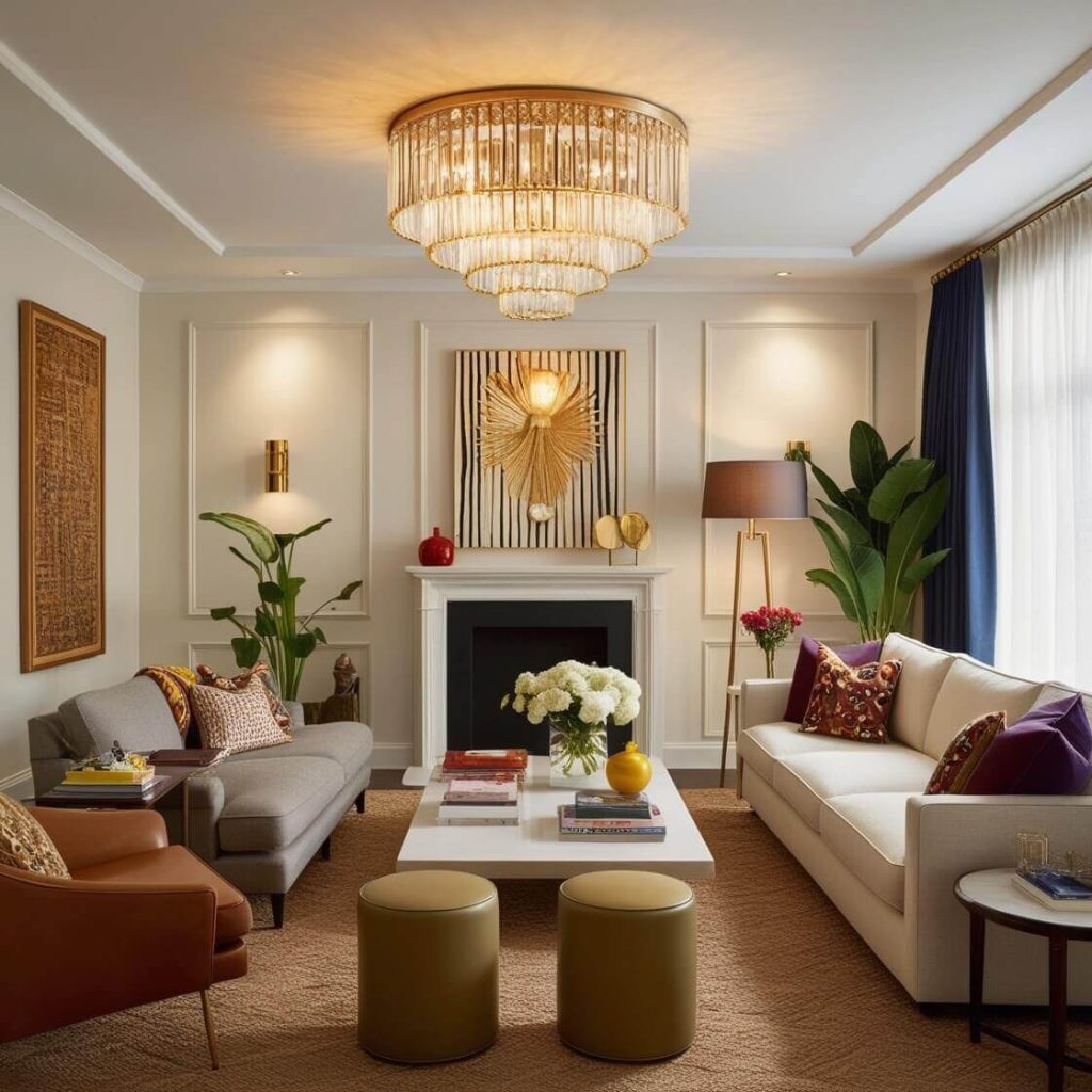 Modern Living Room: Statement Lighting 
