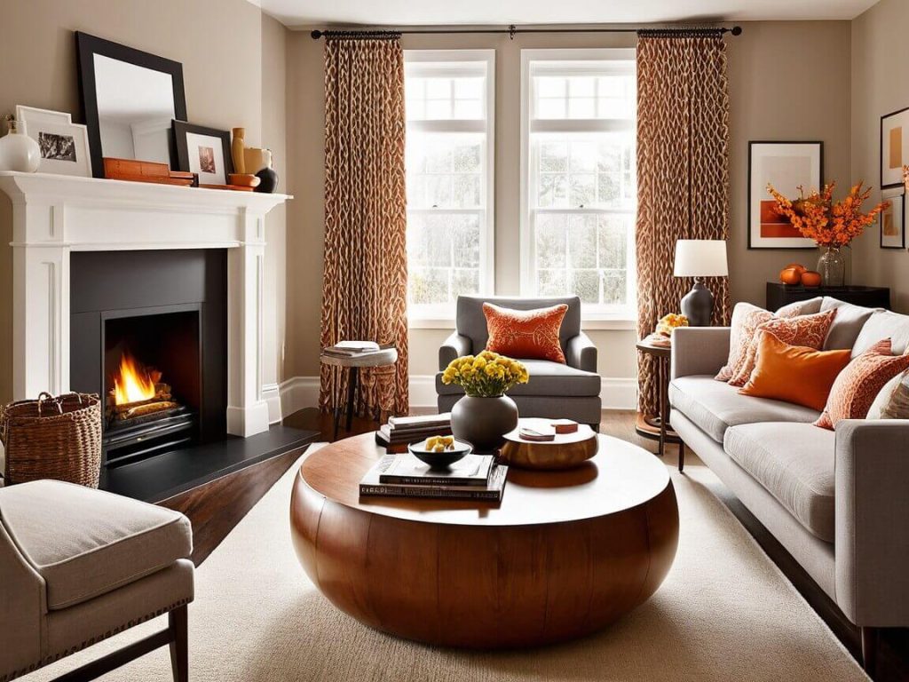 Warm Accents in cozy living room