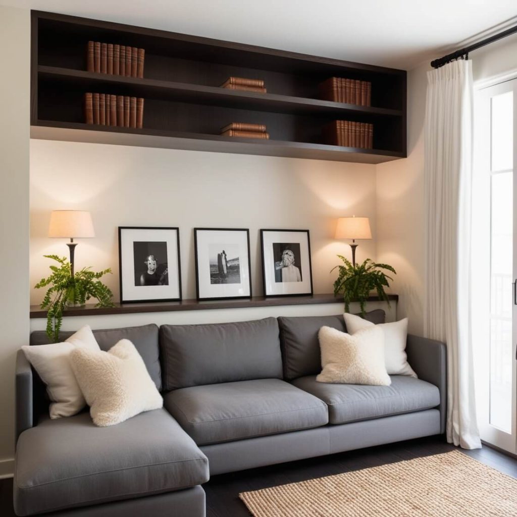 Modern Living Room Decor Ideas: Wooden Shelves