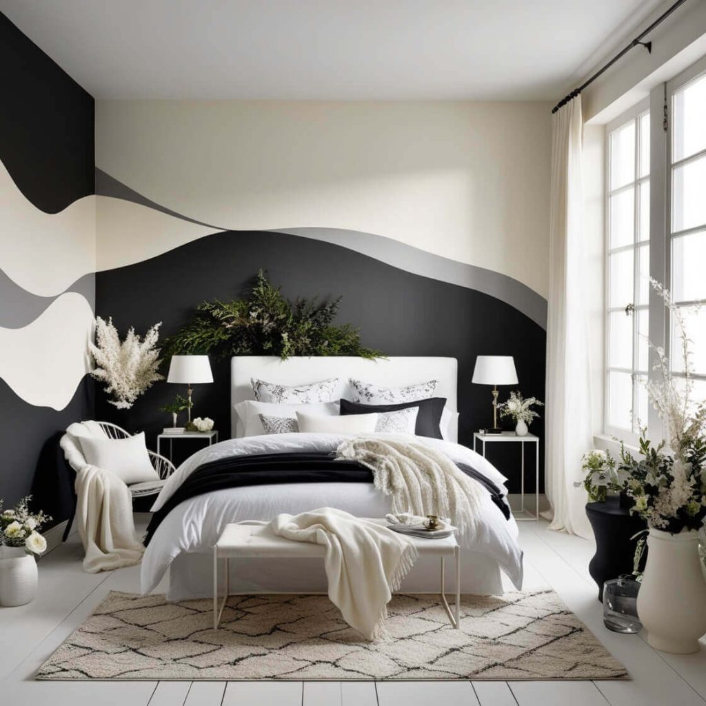 black and white contrast Luxury Bedroom