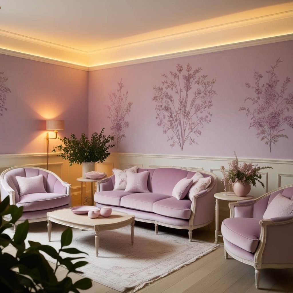 Modern Living Room soft lilac
