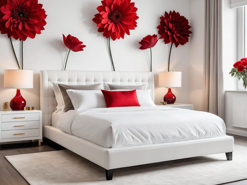 Red and White Modern Bedroom