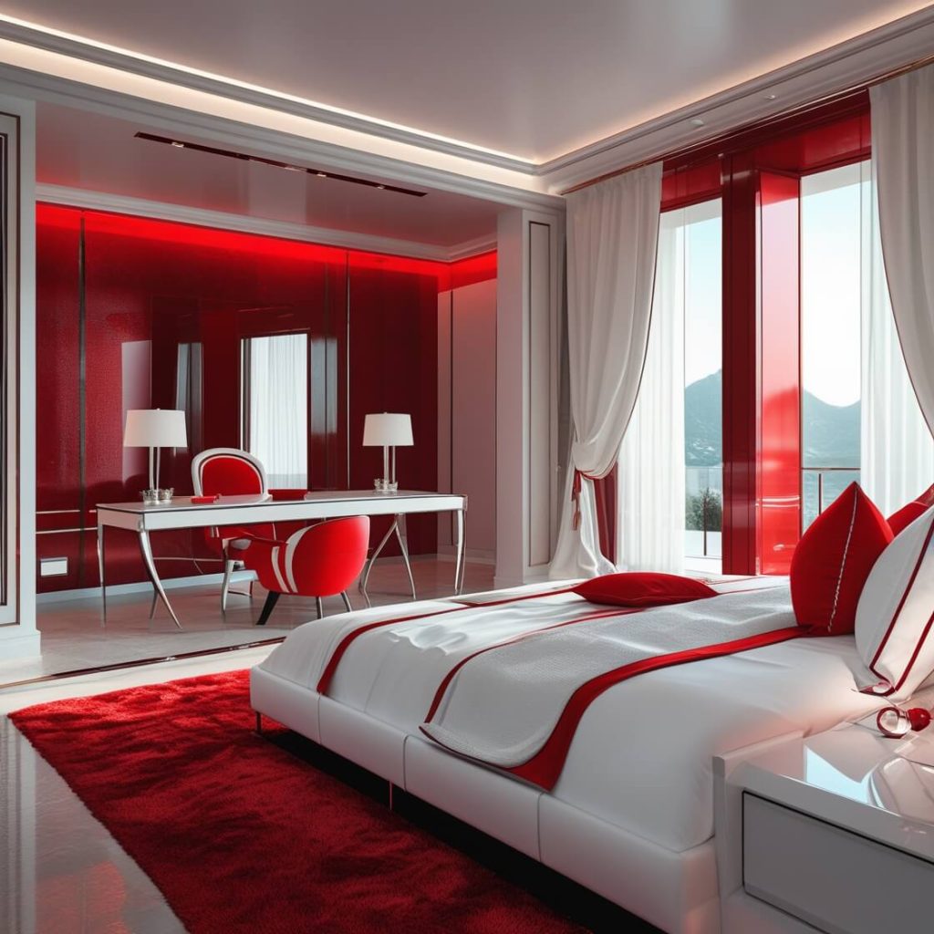 Modern Red andWhite Bedroom