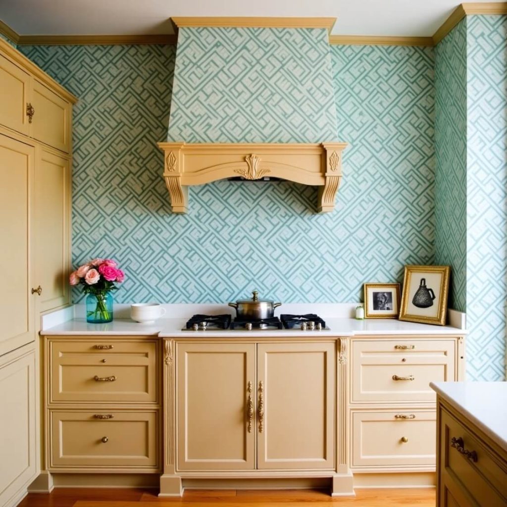 Kitchen Decor Ideas:Patterned Wallpaper