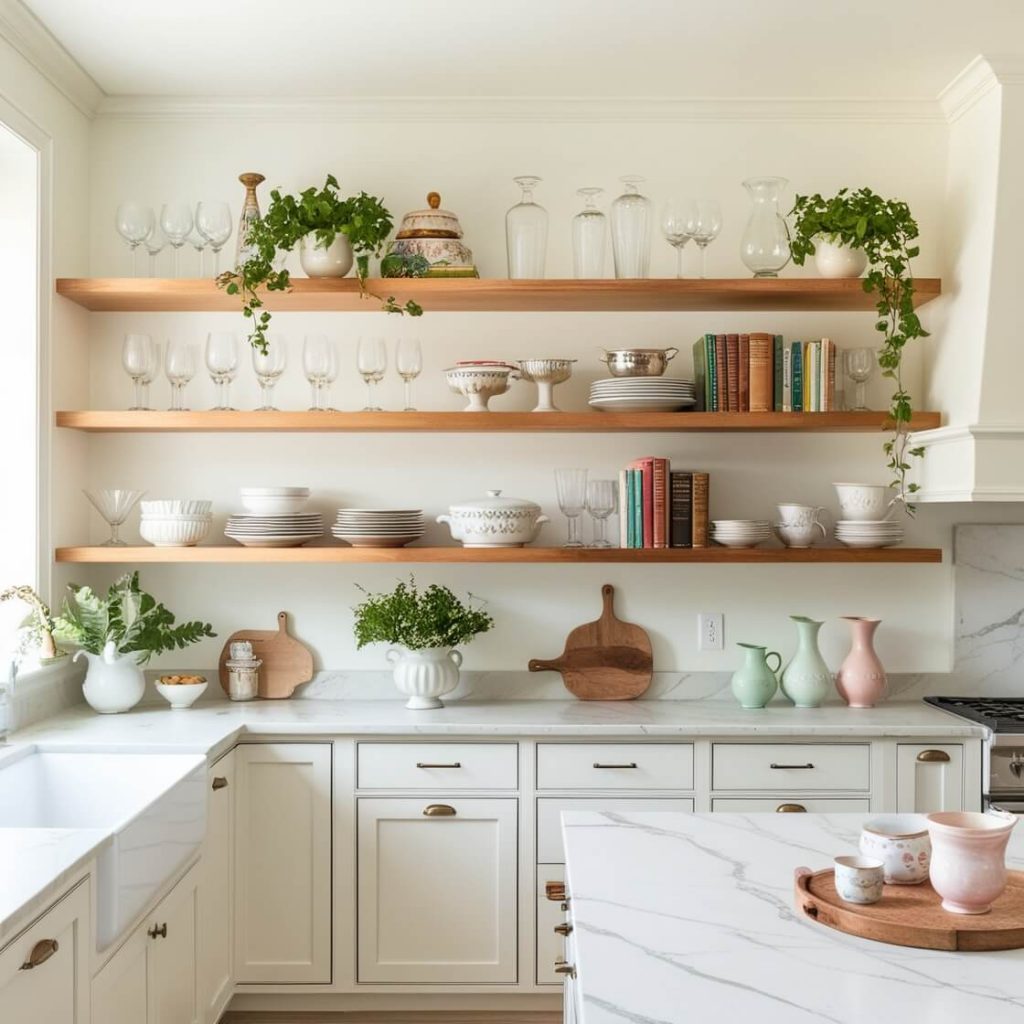 open shelves