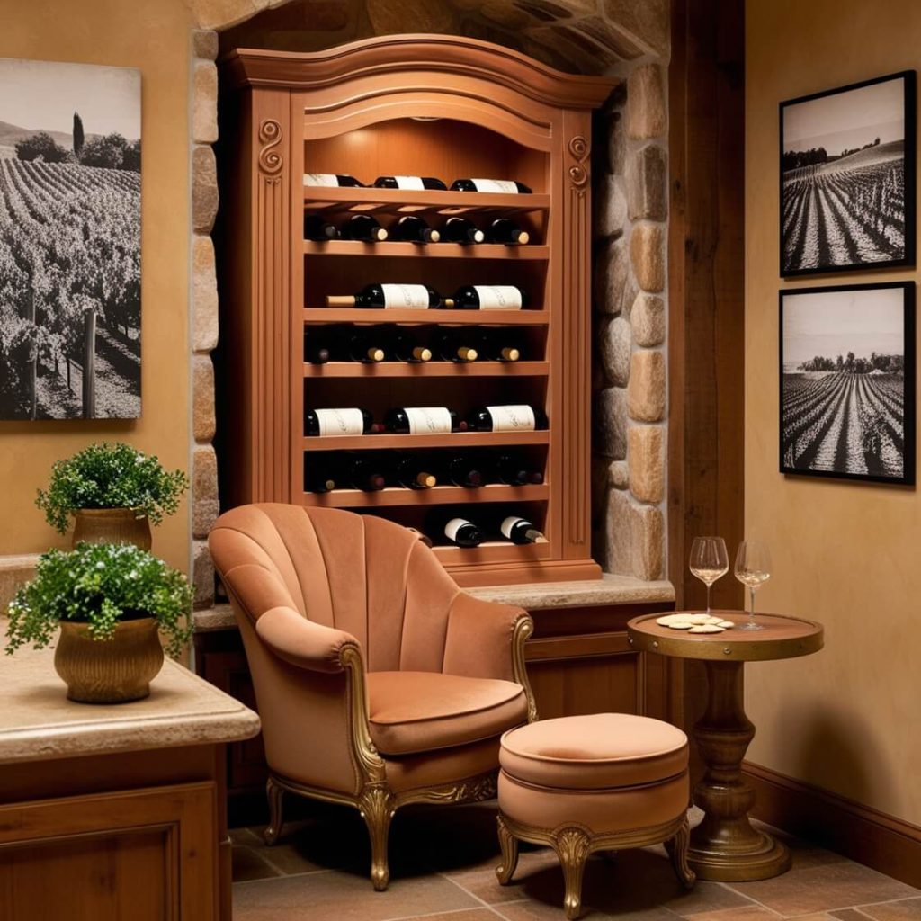 Wine Nook in rustic kitchen